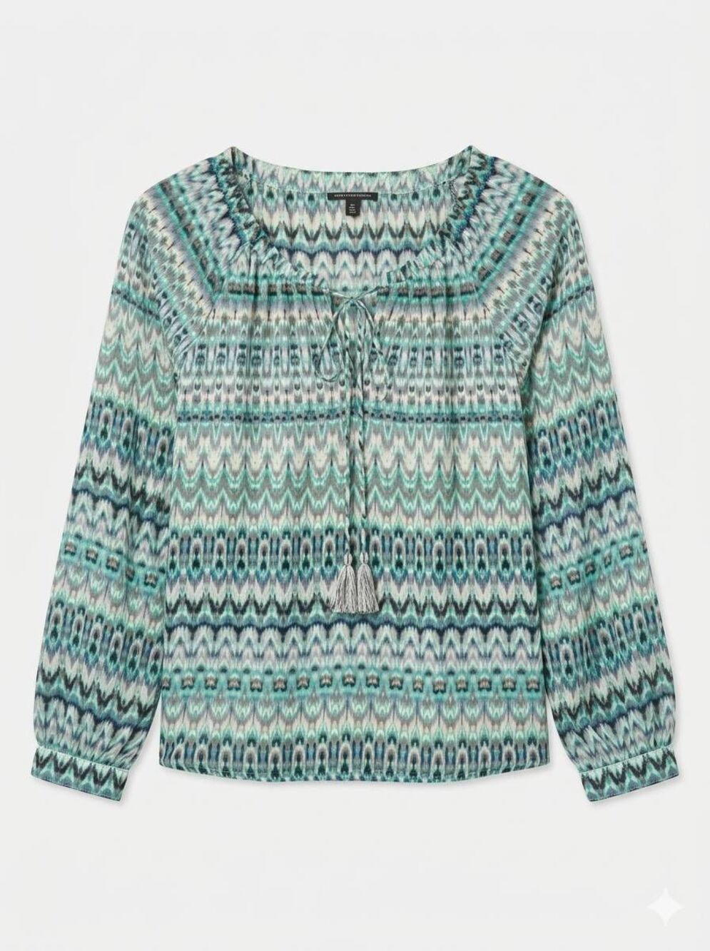 🔺️Victoria's Secret Purple & Blue Watercolor Chevron Peasant Long Sleeve Top La